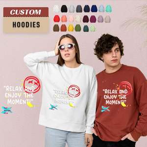 Sudadera de cuello redondo personalizada Unisex, Jersey de algodón grueso con estampado de soplo Vintage, sudadera bordada lavada para otoño - Product Image 1