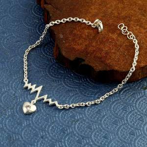 Bracelet vague de coeur à la mode en argent sterling 925 réglage de lunette personnalisable CZ blanc bijoux personnalisés parfaits pour les cadeaux - Product Image 3