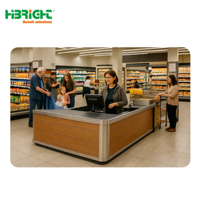 Comptoirs de caisse de supermarché modernes en bois de haute qualité Highbright 2026 pour magasins d'alimentation - Product Image 5