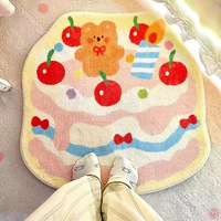 Tapis en fausse fourrure de cachemire en forme de gâteau de dessin animé, tapis décoratif mignon de forme originale pour chambre
