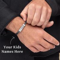 Bracelet personnalisé pour homme en acier inoxydable gravé avec des perles tendance DIY QIUHAN OEM/ODM, Père Noël