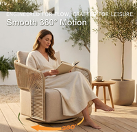 Fauteuil d'appoint moderne avec accoudoirs en corde, chaise pivotante en rotin tressé pour patio, véranda, jardin, bord de piscine