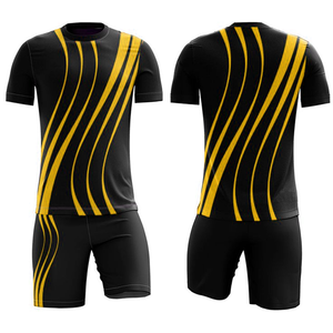Advanced Men's Black Blue Striped Soccer Jersey and Shorts Set Moisture Wicking Breathable Quick Dry <b>Athletic</b> Wear All Seasons - Product Image 4