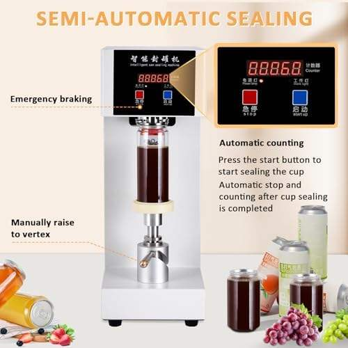 Semi-automatic Can Sealer Commercial Sealing Machine, Suitable for Bubble Tea Shops, PET Bottles, Canned Jars, and Beverage Cups