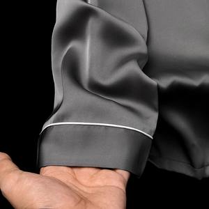 Piyama Satin bordir reguler dasar kustom Set 2 buah piyama sutra mewah polos pria Set baju tidur piyama Satin - Product Image 4