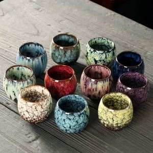 Tazas de Té de Cerámica con Esmalte Variable al por Mayor, 110ml, Taza de Porcelana Hecha a Mano, Taza de Regalo con Color Degradado para Restaurante Japonés - Product Image 2
