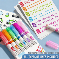 Stylo surligneur à motif floral en gros d'usine, marqueur décoratif multi-motifs à courbes, séchage rapide, stylo de dessin DIY