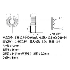 Inducteur magnétique annulaire à courant élevé T385125-100UH30A2.0, filtre annulaire haute température pour stockage d'énergie - Product Image 6