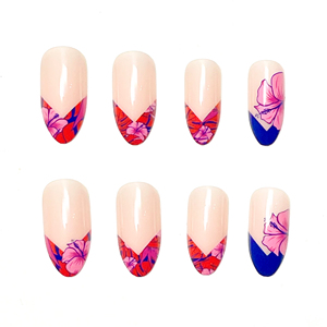 24Pcs Abs Ngón Tay Stiletto Hình Dạng Nhân Tạo Móng Tay Hộp Gói Với Hợp Thời Trang Pháp Swirl Thiết Kế Và Hoa Phong Cách - Product Image 2