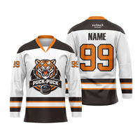 Jersey Hoki Es Tim Kustom OEM, Pemrosesan Sublimasi Penuh, Pakaian Olahraga Bernapas untuk Latihan dan Kompetisi