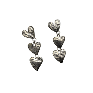 Orecchini Pendenti a Cuore in Argento Tibetano, Stile Vintage con Scritta Testurizzata, Regalo per Donne, Gioielli in Lega Placcati Argento Antico - Product Image 1