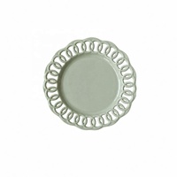 Assiette de présentation en céramique Joy Tableware, bord creux, style vintage, vert clair, en porcelaine, pour salade, idéale pour les fêtes