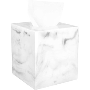 Custom Hars Tissue Box Cover Moderne Vierkante Papieren Tissues Servet Dispenser Case Polyresin Magnetische Tissue Houder