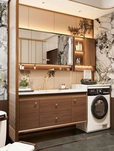 Nouvelle armoire de buanderie en bois massif de style chinois, design personnalisé - Product Image 2
