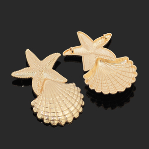 Boutons de couture personnalisés pour usine de boutons, boutons de vêtements irréguliers en forme de coquillage, conque, étoile de mer, boutons à tige en alliage métallique de forme spéciale pour tailleur - Product Image 5