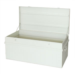 <span class=keywords><strong>Table</strong></span> <span class=keywords><strong>basse</strong></span> en métal blanc rectangulaire de <span class=keywords><strong>grande</strong></span> taille avec coffre de rangement - Product Image 4