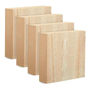 Kotak kayu padat alami untuk aktivitas seni DIY kubus kayu untuk kerajinan tangan persegi perlengkapan kerajinan kubus kayu