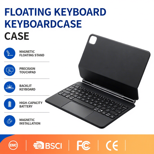 Universal 10-13 Inch Magic Keyboard Case with Wireless BT Keyboard Multi-Angle Stand for iPad Samsung Huawei Lenovo Tablet