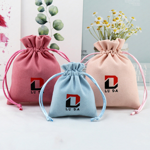 Custom Luxury Microfiber Jewelry Pouch with Drawstring pink Suede Velvet Gift <b>Bag</b> with logo <b>Dust</b> <b>Bag</b> - Product Image 6