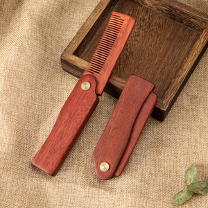 Fabrik preis Tragbarer anti statischer Sandelholz-Klapp kamm Custom Classic Mens <span class=keywords><strong>Pocket</strong></span> Faltbarer Bartkamm für den Heim-oder Salon gebrauch - Product Image 1