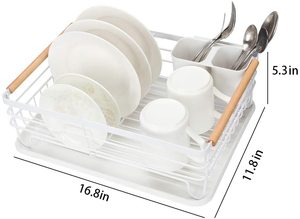 Estante moderno para <span class=keywords><strong>platos</strong></span> con mango <span class=keywords><strong>de</strong></span> <span class=keywords><strong>madera</strong></span>, <span class=keywords><strong>escurridor</strong></span> <span class=keywords><strong>blanco</strong></span> <span class=keywords><strong>y</strong></span> <span class=keywords><strong>de</strong></span> <span class=keywords><strong>madera</strong></span>, plato <span class=keywords><strong>de</strong></span> cocina para el hogar, taza, estante <span class=keywords><strong>de</strong></span> secado <span class=keywords><strong>de</strong></span> <span class=keywords><strong>platos</strong></span>, bandeja, cubiertos, <span class=keywords><strong>escurridor</strong></span> <span class=keywords><strong>de</strong></span> <span class=keywords><strong>platos</strong></span> - Product Image 6