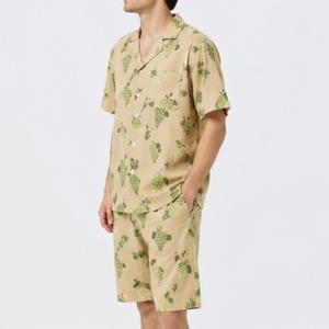 Abbigliamento Casual Traspirante in Cotone alla Moda, Camicia da Spiaggia per <span class=keywords><strong>Uomo</strong></span> <span class=keywords><strong>con</strong></span> Pantaloncini, Colletto Rovesciato, <span class=keywords><strong>Pigiama</strong></span> da Casa, Set Loungewear per <span class=keywords><strong>Uomo</strong></span> - Product Image 2