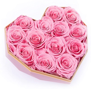 Heart shape box good price valentin day gift enchanted long lasting handmade preserved eternal real forever eternity rose flower