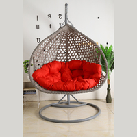 Mobilier d'intérieur et d'extérieur personnalisé pour salon, balcon, jardin, chaises suspendues en rotin tissé, chaises à œuf pour double patio avec balançoire et support
