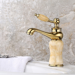Robinet de lavabo de salle de bain en laiton poli rétro européen avec cartouche céramique, monocommande, à poser sur le comptoir, pour chambre à coucher - Product Image 2