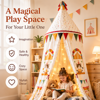 Moustiquaire de lit pour enfants 100% Coton, suspendue au plafond, avec guirlande de fanions imprimés colorés pour chambre d'enfant, 245 cm, portable et pliable