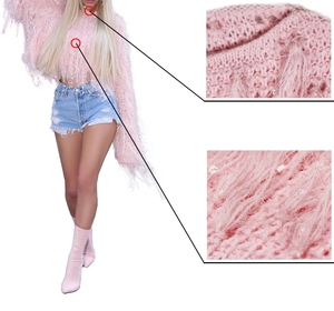 S-XL Thời Trang Tua Quần Áo Crop Top Xù Xù Áo Len Rìa Mink Áo Len Handmade Tua Dệt Kim Áo Thun Áo Len - Product Image 3