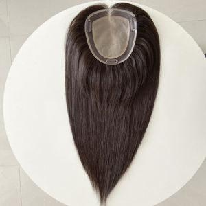 ท็อปเปอร์ผมลูกไม้สีน้ำตาลเข้ม ขายส่ง พร้อมส่ง สำหรับผู้หญิงผิวขาว ผมแท้เวอร์จินจากยุโรปและรัสเซีย พร้อมกิ๊บติด - Product Image 6