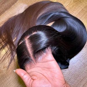 Pelucas de encaje sin pegamento con frente de encaje transparente HD en forma de <span class=keywords><strong>M</strong></span>, de nueva llegada al por mayor, densidad del 180%, cabello humano doble 13*4 - Product Image 2