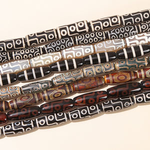 JD 10*28-30mm Halbedelstein Mehrfarbige Auswahl <span class=keywords><strong>3</strong></span>/9/15 Augen Tibetische Dzi Achat Lange Fassform Lose Perlen für Schmuckherstellung - Product Image 4