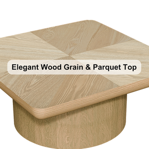 Juego de Mesa de Centro Moderno y Duradero de Roble, 2 Piezas, Muebles para Sala de Estar con Pedestal Cilíndrico y Acanalado - Product Image 6