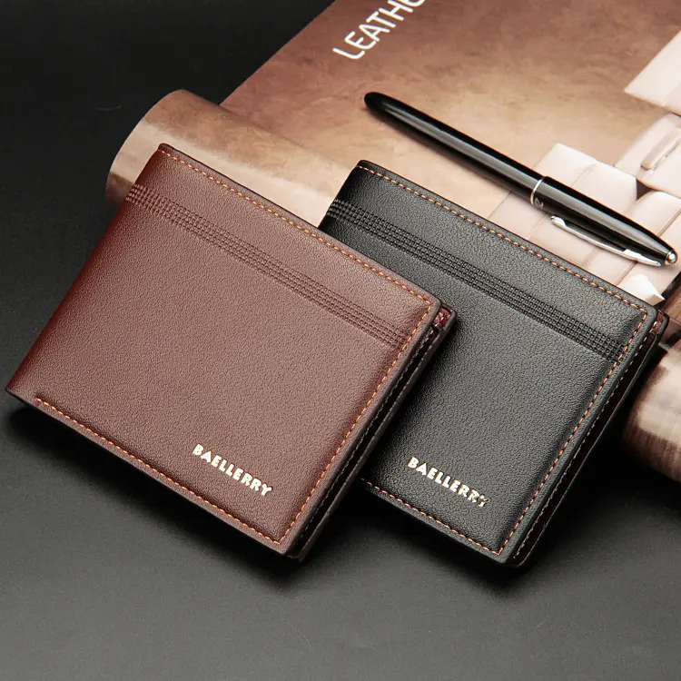 Baellerry Brand Men's Wallet Leather Travel Wallet Multi Card Holder Popular Minimalist Fabric Wallet