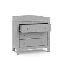 Table à langer moderne à 3 tiroirs, finition gris galet, pour système de tiroirs emboîtables certifiés Gold en acier