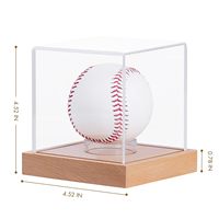 Boîte de présentation carrée en acrylique pour balle de baseball, boîte de présentation anti-poussière en plexiglas transparent pour une seule balle