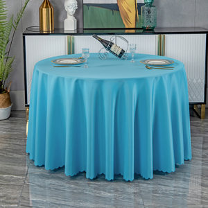 Nappe de table ronde minimaliste en polyester de 120 pouces, couleur unie, pour hôtel, nappe de banquet blanche de 132 pouces, vente en gros - Product Image 4