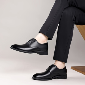 Nouvelles chaussures en cuir de vachette pleine fleur pour hommes, chaussures habillées formelles en cuir véritable, chaussures de mariage respirantes, style britannique - Product Image 5