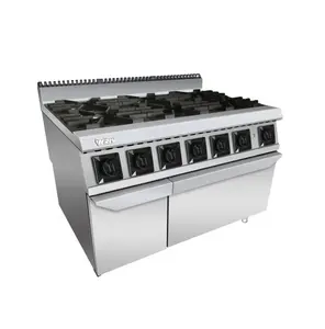 De acero inoxidable cocina equipamientos/gas con 6 quemador y gas CR-BO-908