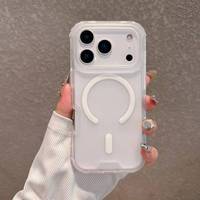 Coque transparente antichoc pour téléphone portable 360 3 En 1 Transparente magnétique pour iPhone 16 17 Pro Max S24 Ultra coque transparente