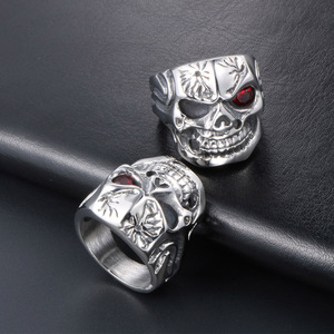 Red Eyed Skull <b>Titanium</b> Steel <b>Ring</b> Men's Party Jewelry SA898 - Product Image 4