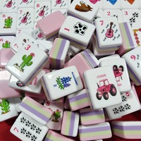 Jeu de Mahjong américain en acrylique de qualité supérieure, 160 pièces, avec motifs personnalisés de cactus du désert occidental, tuiles de Mahjong à surface lisse