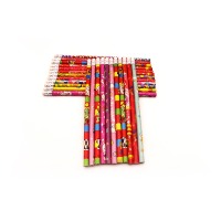 Ensemble de papeterie scolaire en bois, crayons mignons à motifs de dessins animés pour filles et garçons, ensembles d'art ronds noirs naturels fantaisie, fournitures modernes en gros