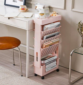 5 couches multifonctionnel bureau salle de classe bureau livre étagère de rangement en plastique support de support de livre avec roues - Product Image 4