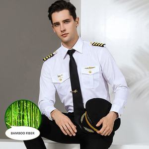 Mais recente Design Camisa Piloto dos homens com dragonas anexadas Uniforme Casual Formal Respirável Fabricado Camisa Uniforme Piloto - Product Image 6