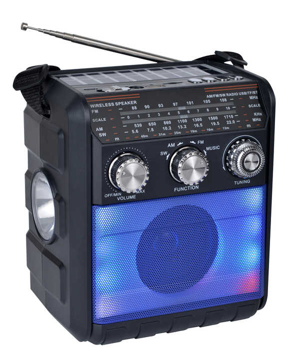 Cel mai bine vandut difuzoare fara fir Disco Light Suport Am Fm Sw Radio Difuzoare Bt alimentate cu energie solara