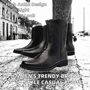 <b>Cross</b>-border New Style Men's Versatile British Style High <b>Top</b> Zip Light Weight Anti-Slip Rubber Outsole Casual Boots - Product Image 2