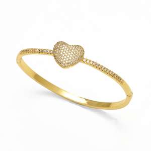 レディース18K金メッキピーチハートキュービックジルコニアブレスレットファッショナブルなバングルジュエリーアクセサリーギフトカップルブレスレット - Product Image 4